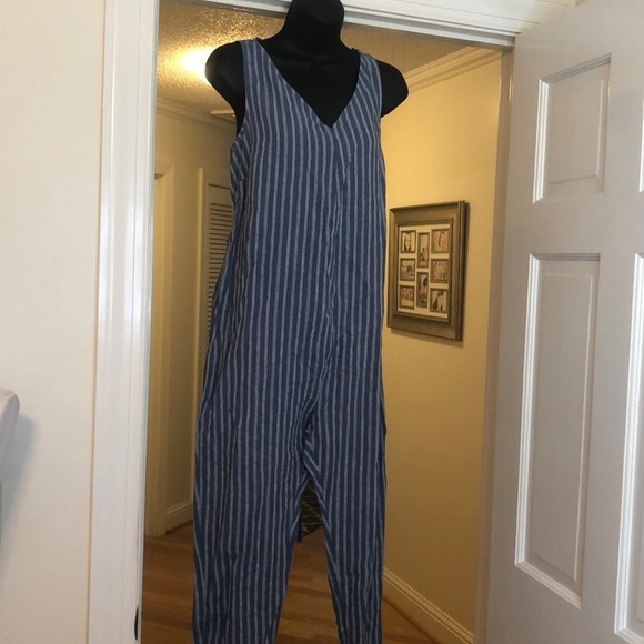 The Nines by Hatch Blue and White Maternity Jumpsuit Size XS NWT - Picture 1 of 7